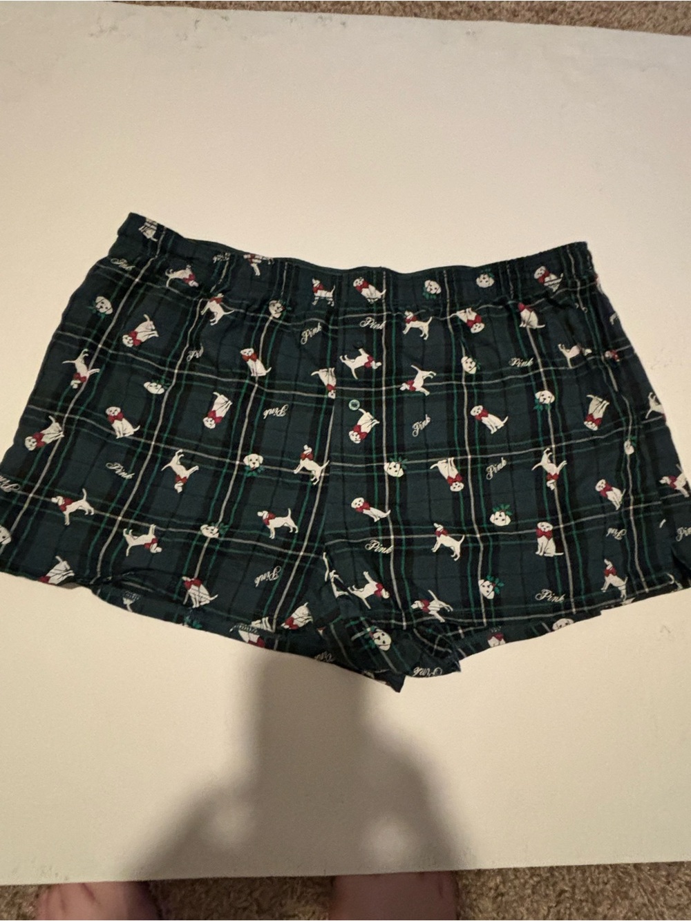 Victoria's Secret PINK Green Plaid Boxer Shorts